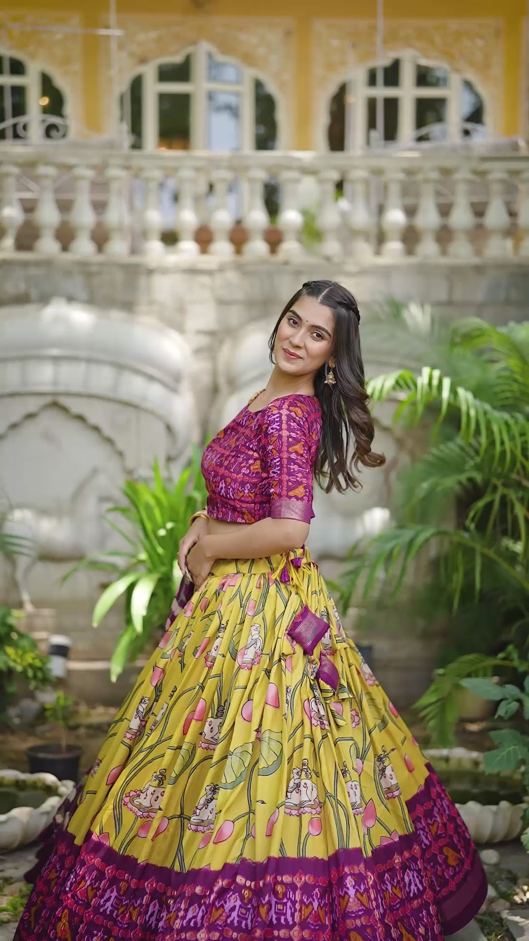 Ravishing Yellow Printed Silk Navratri Wear Lehenga Choli With Dupatta