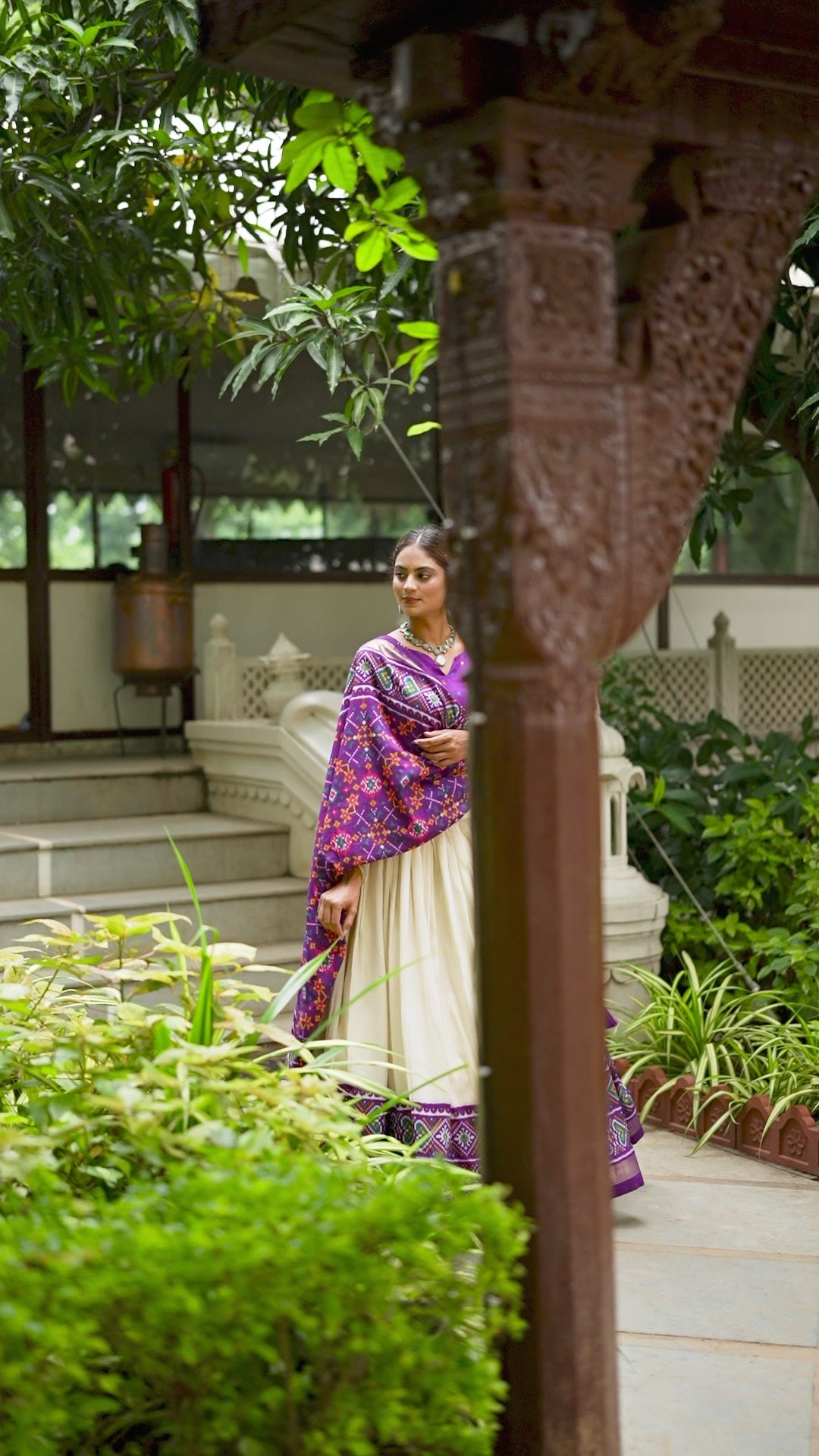 Purple Color Patola Print With Tussar Silk Lehenga Choli