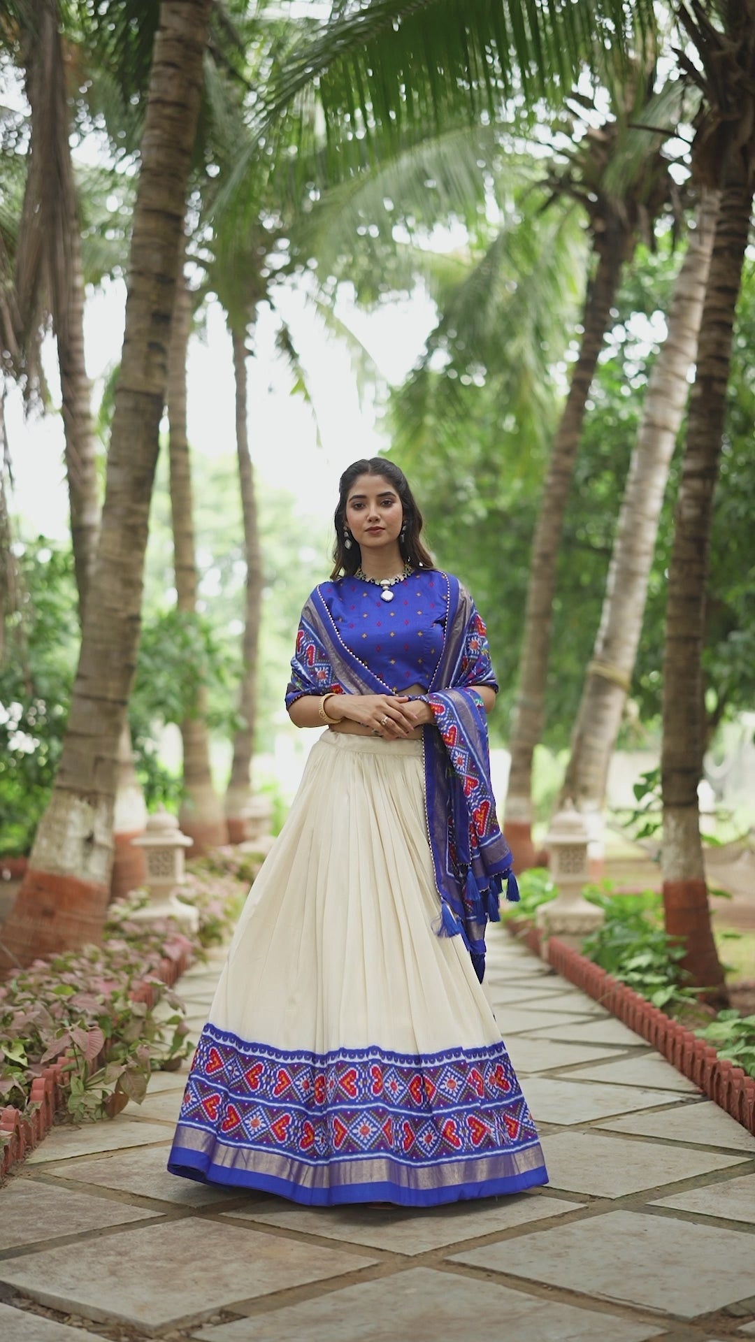 Royal Blue Color Patola Print With Tussar Silk Lehenga Choli